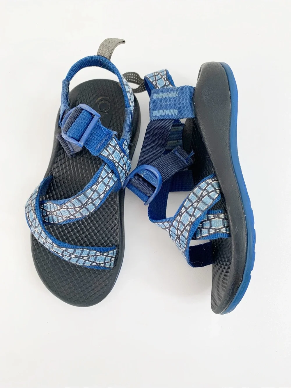 Chaco Youth Classic Blue White Strap Sandals ~ 12
